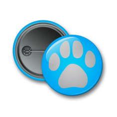 Reflektierender Ansteckbutton - blaue Pfote